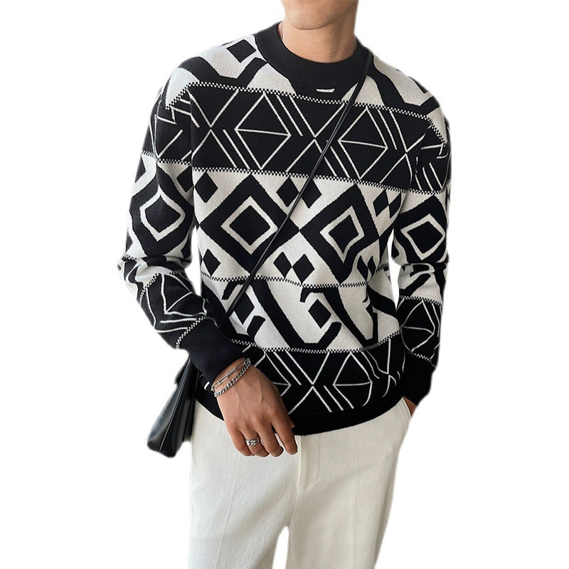 South Korea Light Ripening Wind Men's Geometric Jacquard Trend