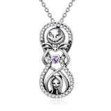 Nightmare Before Christmas Necklace Gifts Sterling Silver Jack Skellington Infinity Heart Pendant Necklace Skull Jewelry Gifts for Women - Minihomy