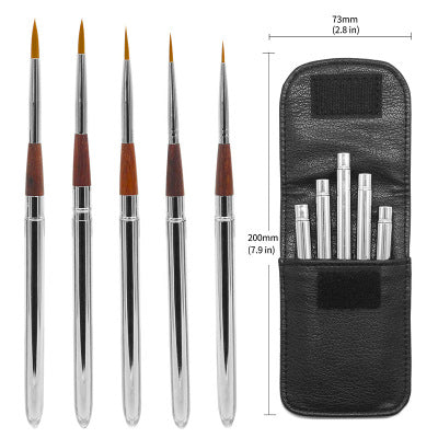 Yihuale Travel Portable Watercolor Brush Round Head Hook Liner 5 Sets Of Round Peak Stroke Art Hook Line Pen