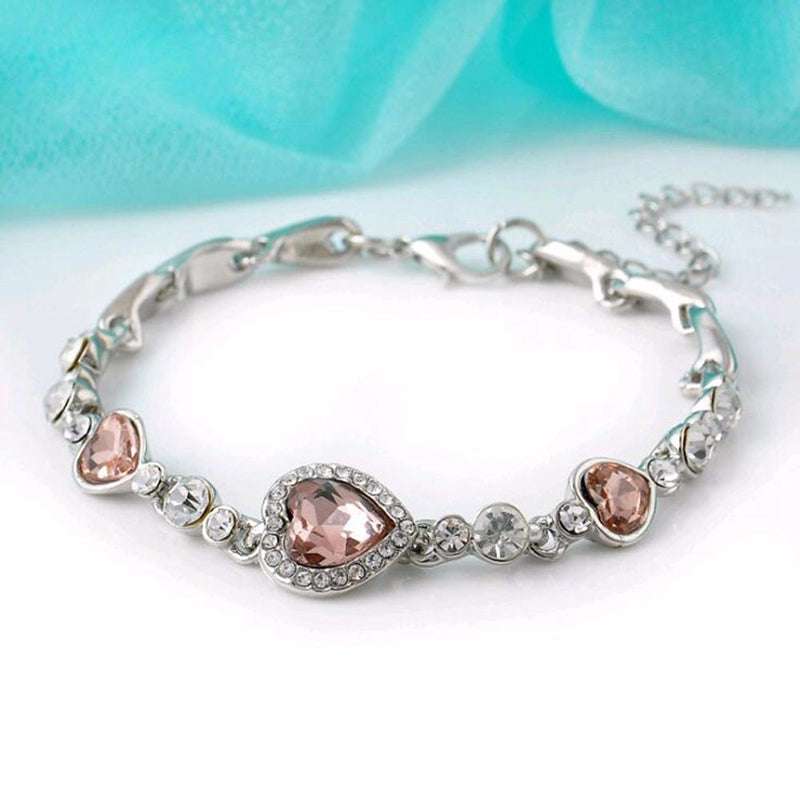 Heart-shaped Heart Zircon Crystal Diamond Bracelet - Minihomy