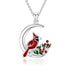 925 Sterling Silver Cardinal Red Bird Crescent Moon Pendant Memorial Necklace - Minihomy