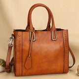 Women's First Layer Cowhide Handmade Hand-held Messenger Bag