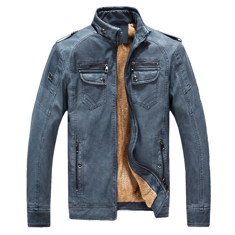 Velvet Washed Retro Leather Jacket