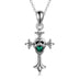 Sterling Silver Skull Cross Necklaces Faith Pandent Green Crystal Halloween Necklace