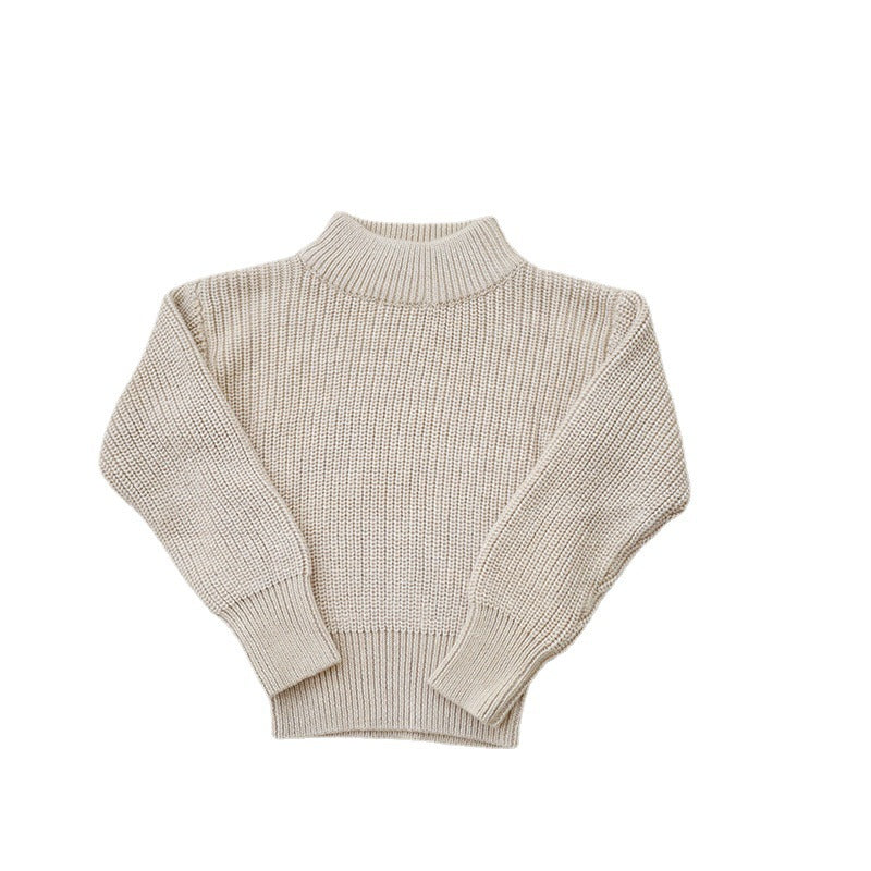 Long-Sleeved Solid Color Korean Kids Base Sweater - Minihomy