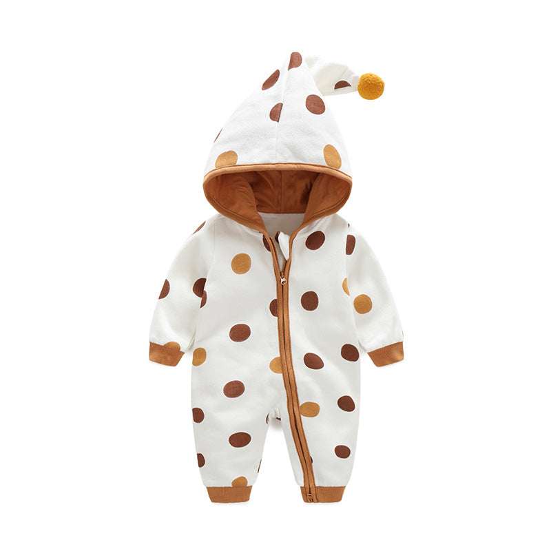 Cotton Printed Baby Hooded Crawling Bodysuit - Minihomy