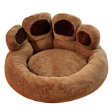 Cozy Bear Paw Pet Bed - Long Plush Round Cat and Dog Mat for Deep, Warm Sleep - Minihomy