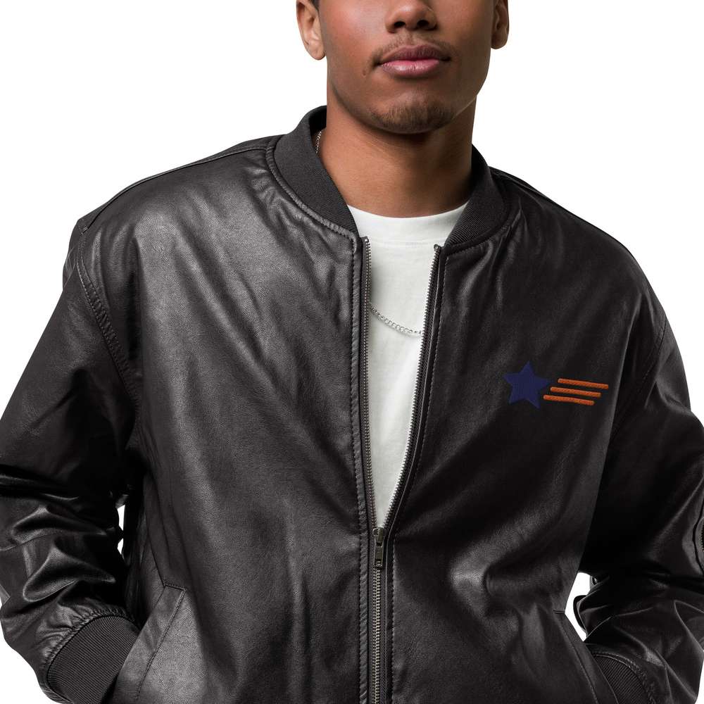 Freedom Leather Bomber Jacket - Minihomy