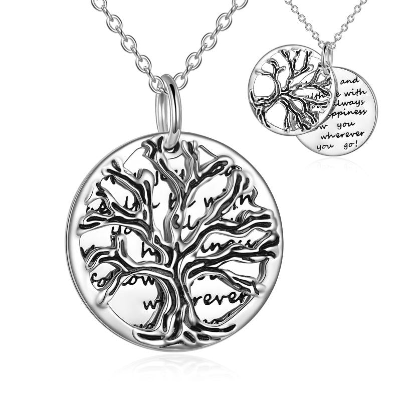 Tree of Life Necklace Sterling Silver Best Wishes to Friend Pendant Jewellery Gifts for Women Men Friends