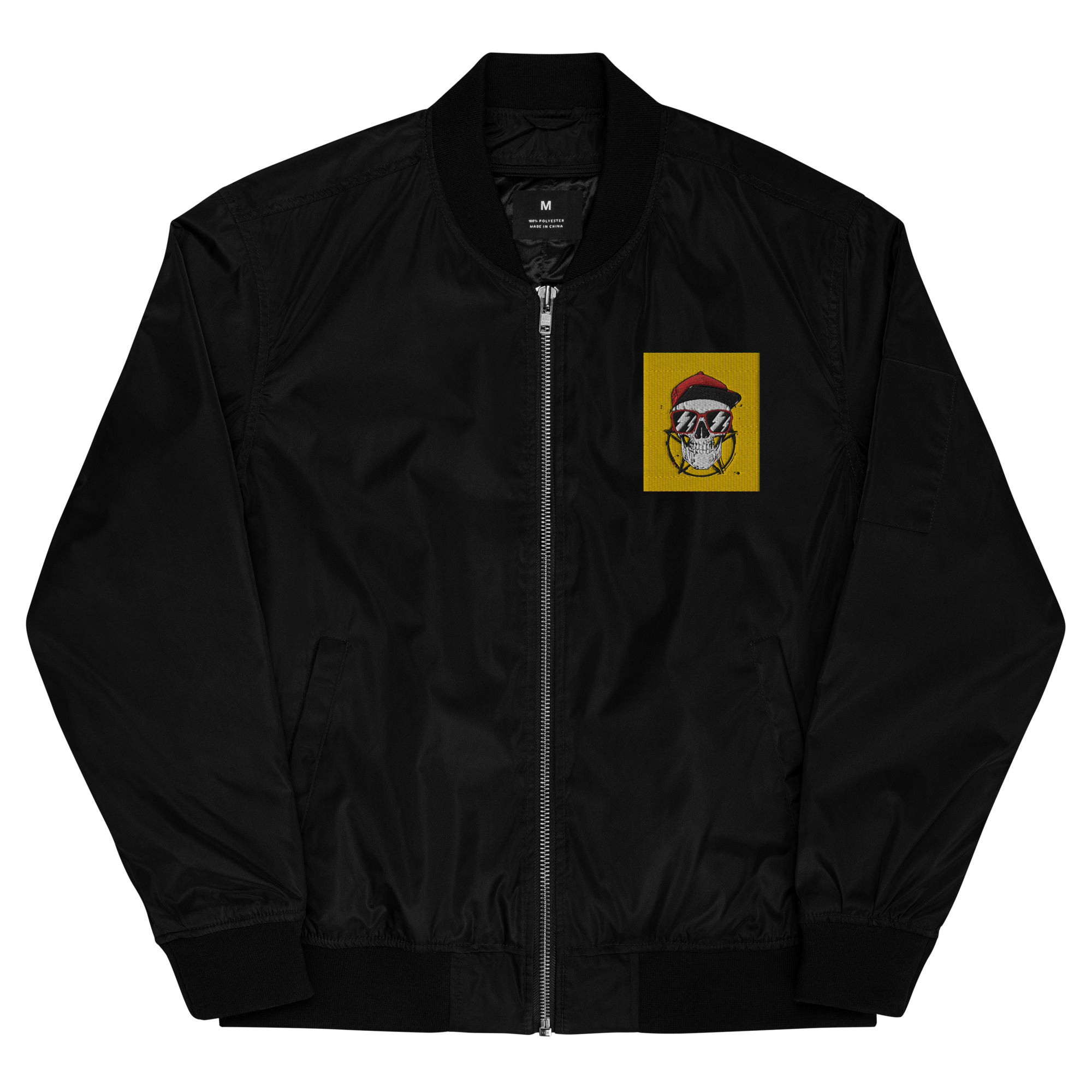 Premium recycled skull crest bomber jacket