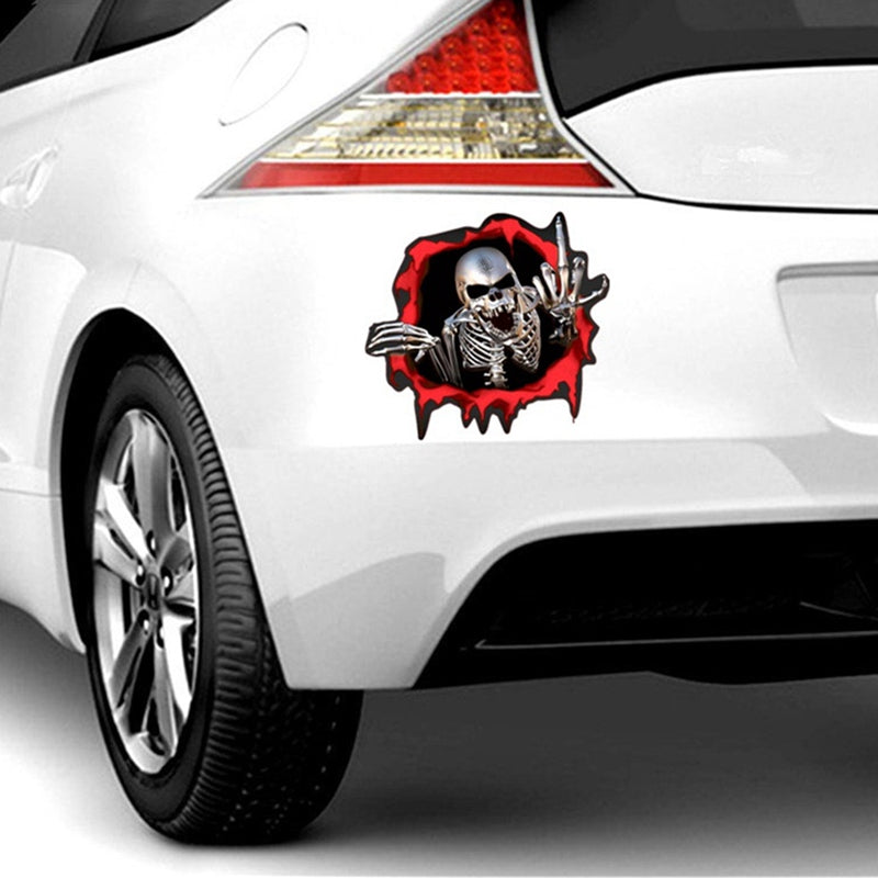 3D Skeleton Skull In The Bullet Hole Car Stickers - Minihomy