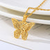 Gold Stainless Steel Stylish Butterfly Necklace Lovely Insect Animal Metal Woman Man Jewelry - Minihomy