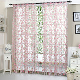 Window Tulle Curtains Bedroom Living Room Balcony Flowers Printed Tulip Sun-shading Translucent Curtain