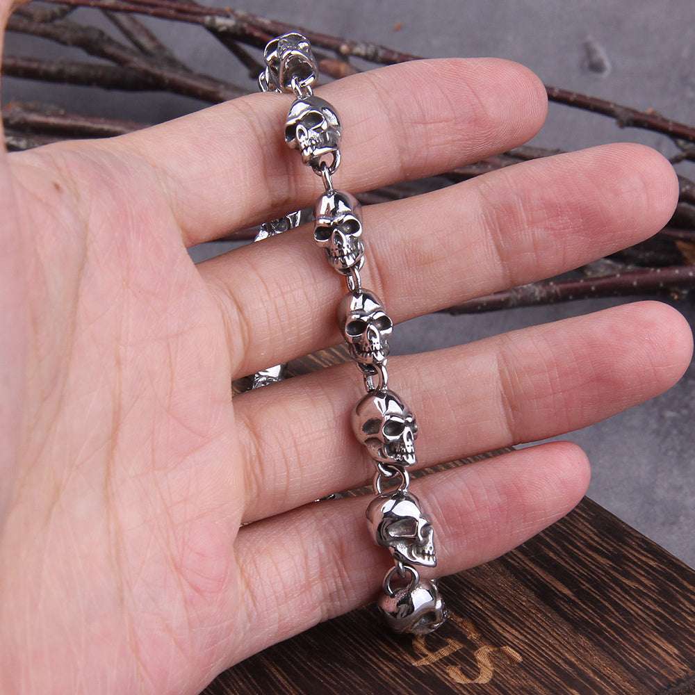 Men Punk Skull Charm Chain Bracelet Men Fashion Stainless Steel - Minihomy