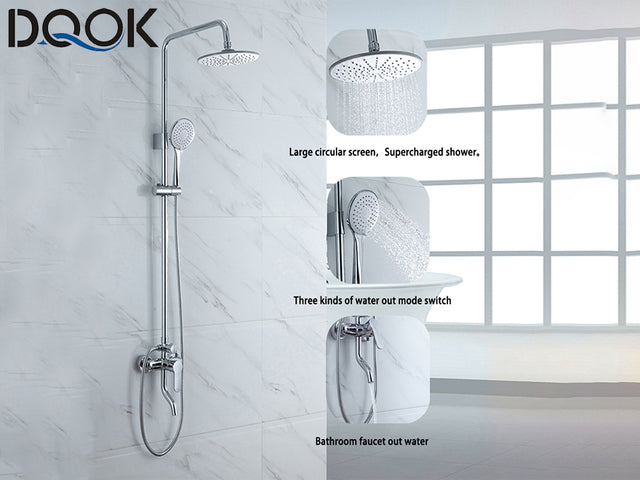 DQOK Thermostatic Shower Faucet Chrome  Bathroom  Shower Mixer Set Waterfall Rain Shower System Bathtub Faucet Taps