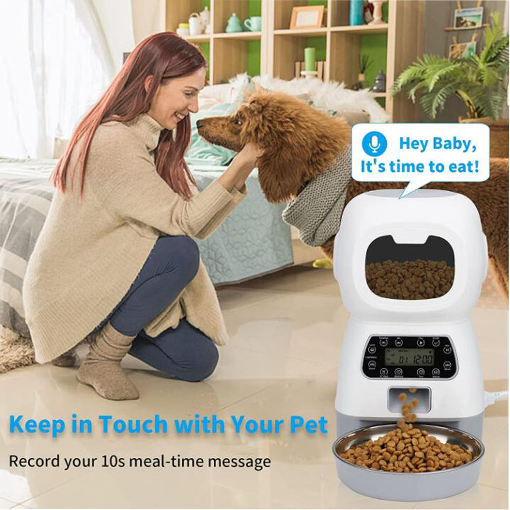 3.5L Automatic Pet Feeder Smart Food Dispenser For Cats Dogs Timer Stainless Steel Bowl  Auto Dog Cat Pet Feeding Pet Supplies - Minihomy