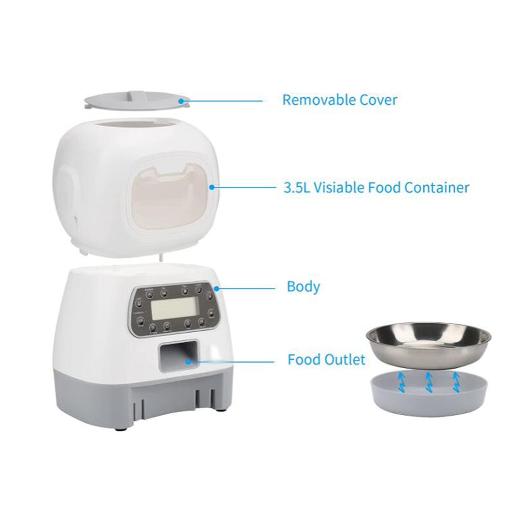 3.5L Automatic Pet Feeder Smart Food Dispenser For Cats Dogs Timer Stainless Steel Bowl  Auto Dog Cat Pet Feeding Pet Supplies - Minihomy