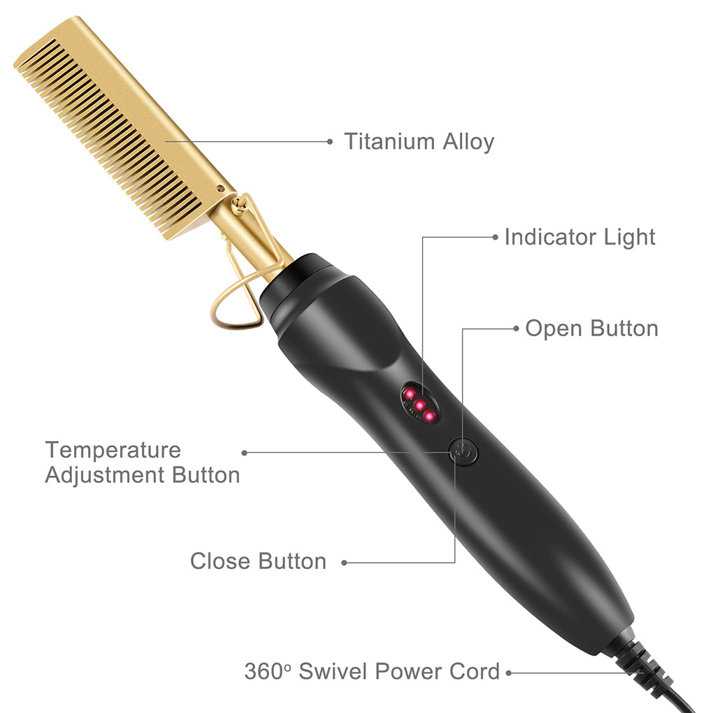 Multifunction Hair Straightener Flat Irons Wet Dry Dual Use Brush Comb Electric Heating Hair Straight Styler - Minihomy