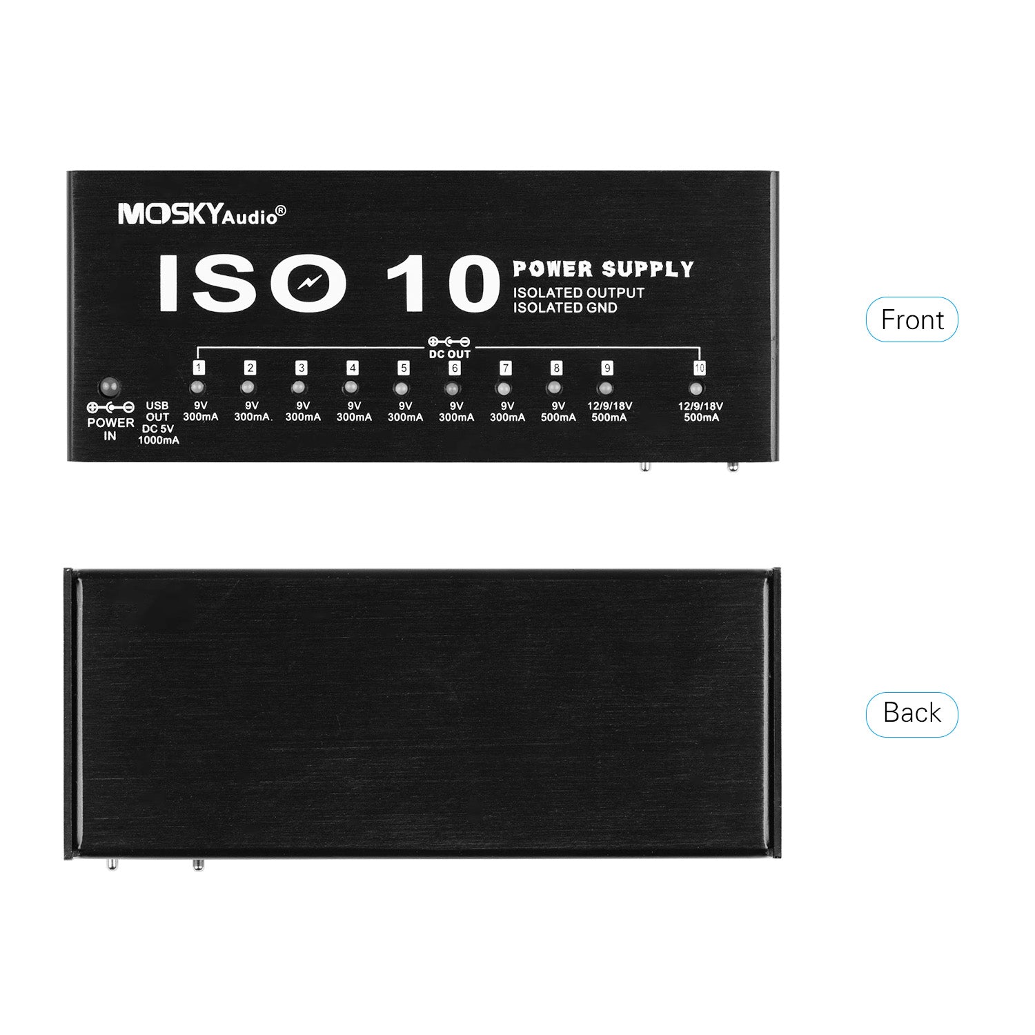 Portable Guitar Effect Power Supply with 10 Isolated DC Outputs - Minihomy