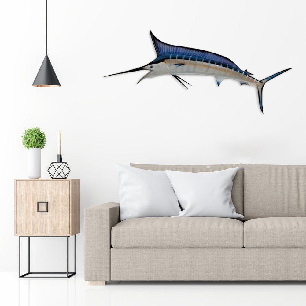 Wrought Iron Shark Pendant Metal Wall Mural Home Living Room Background Ornament