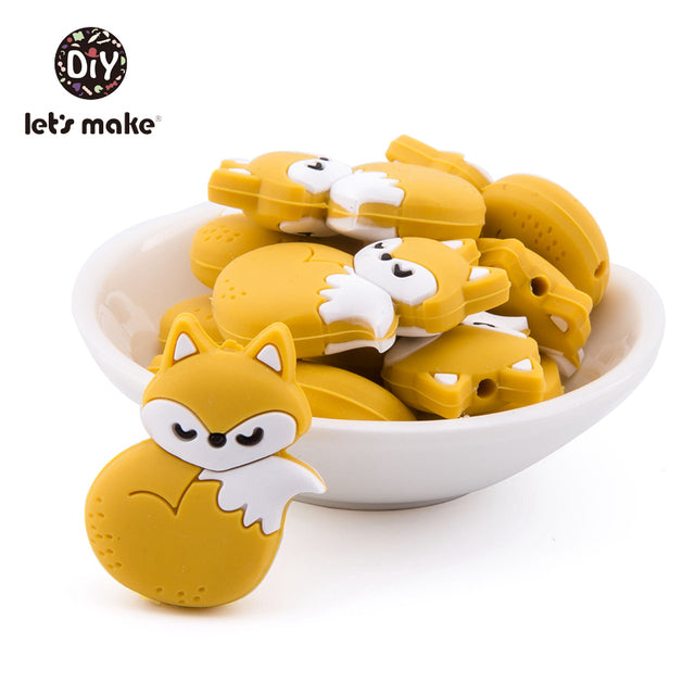 Make Silicone Beads Teething Cartoon Fox Beads Animals - Minihomy