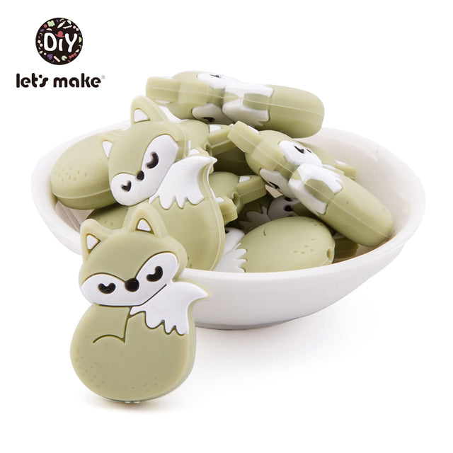 Make Silicone Beads Teething Cartoon Fox Beads Animals - Minihomy