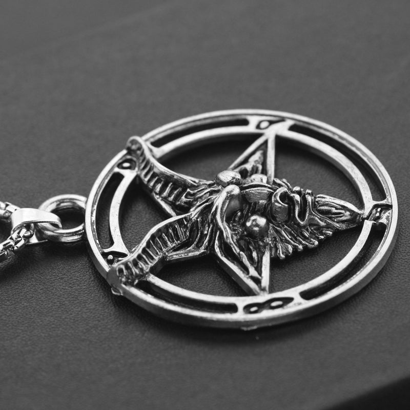 Baphomet Inverted Pentagram Goat Head Necklace For Men - Minihomy