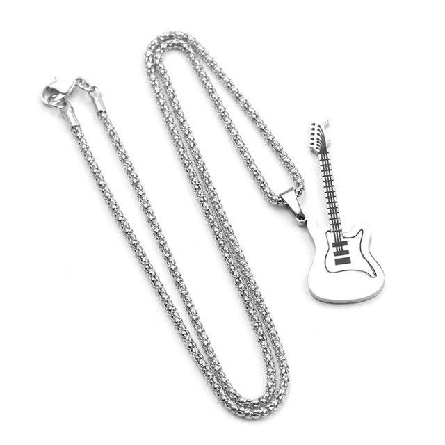 Rock Electric Guitar Pendant Necklaces For Women Men